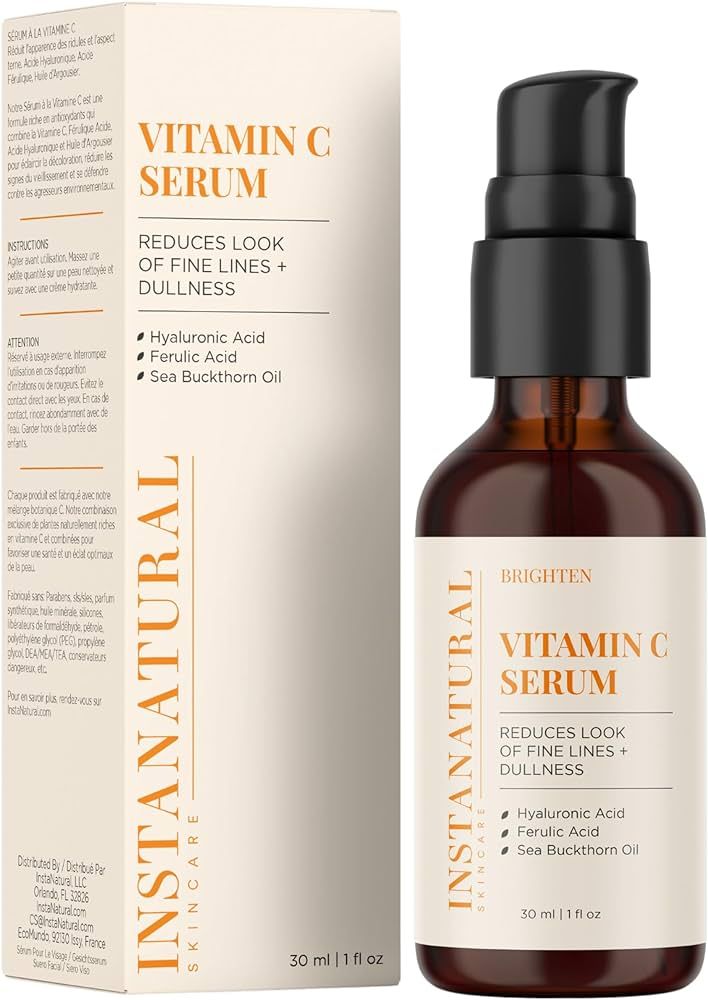 InstaNatural Vitamin C Face Serum, Brightens, Hydrates and Reduces Signs of Aging, with Vitamin C... | Amazon (US)