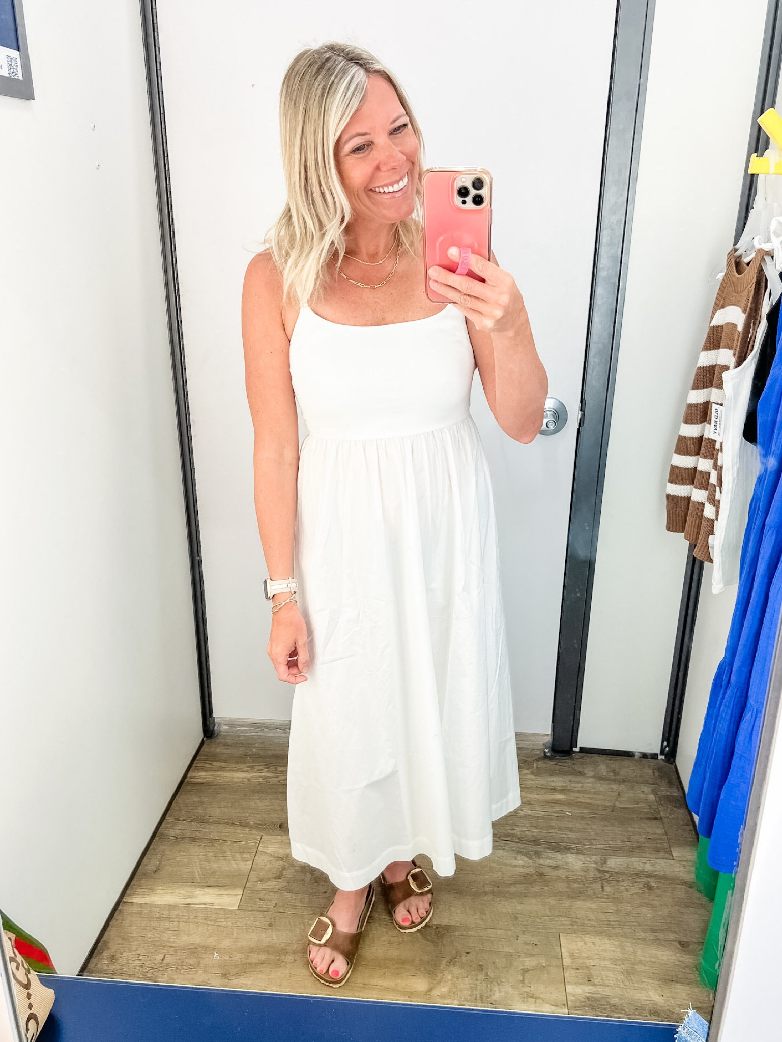 White midi dress with brown Birkenstock sandals. In an extra small. Easter dress Easter dresses. Spring break dress vacation outfits 

#LTKSeasonal #LTKstyletip #LTKunder50