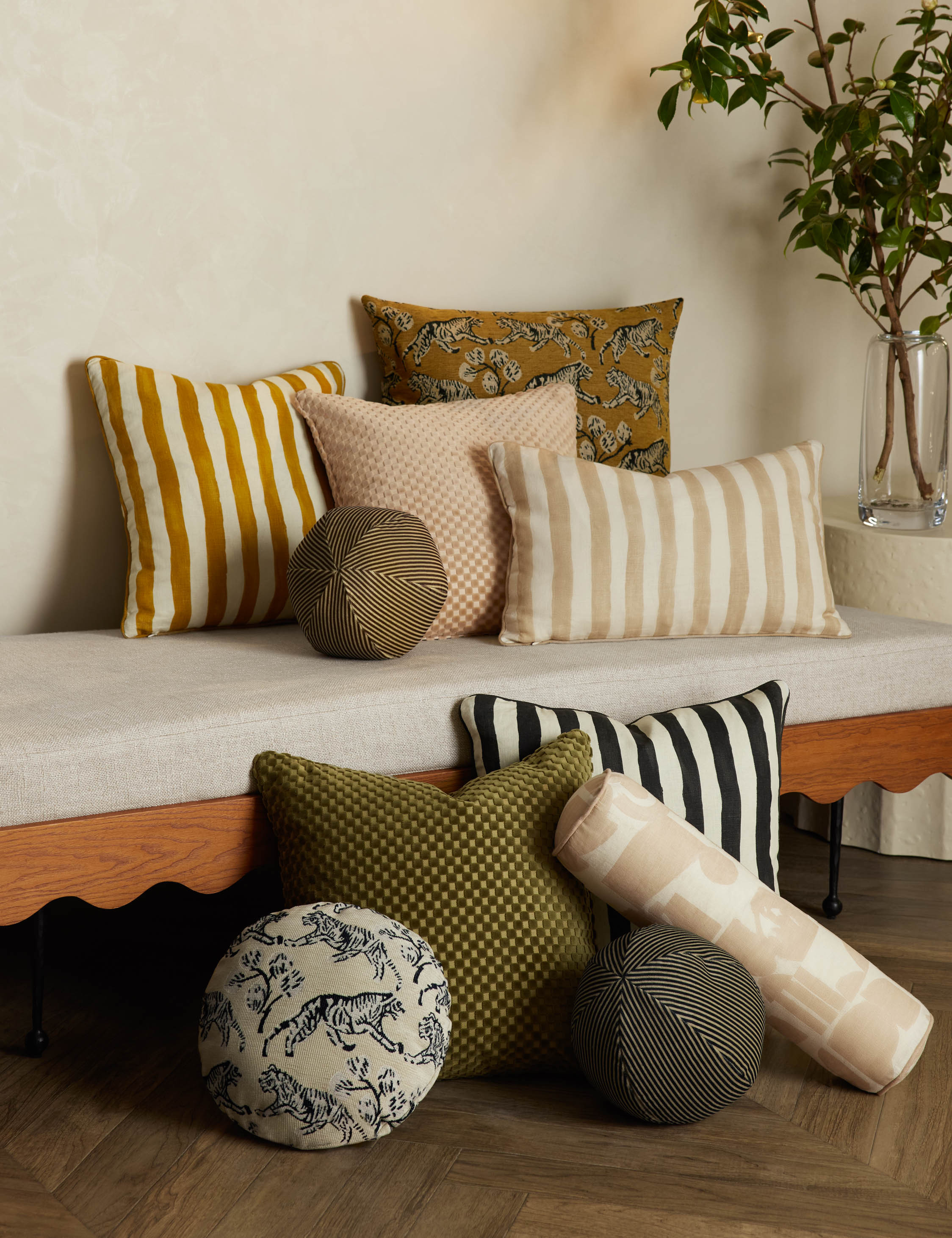 Painterly Stripe Linen Pillow | Lulu and Georgia 