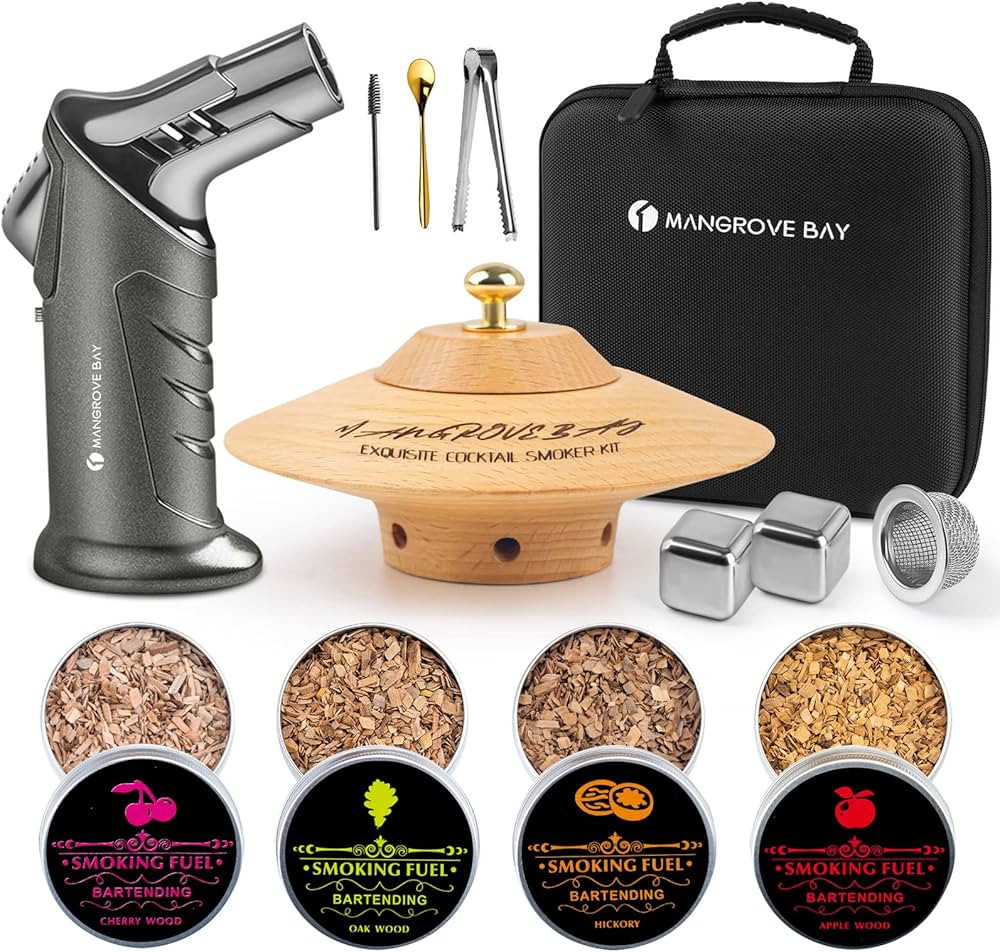 Cocktail Smoker Kit with Torch, Old Fashioned Smoker Kit for Bourbon Whiskey Drink, with 4 Flavor... | Amazon (US)