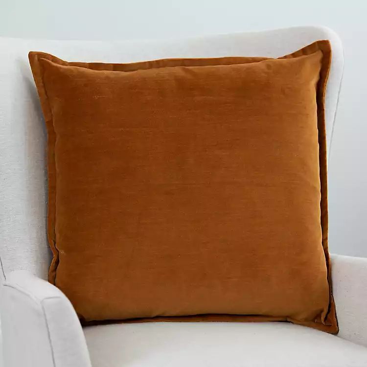 New! Pumpkin Velvet Duck Feather Throw Pillow | Kirkland's Home
