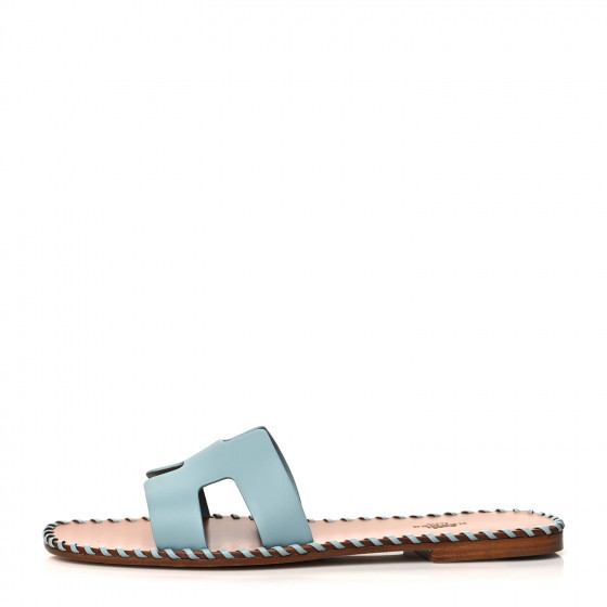 HERMES Box Calfskin Braided Oran Sandals 40.5 Vert D'Eau | FASHIONPHILE (US)