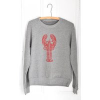 Lobster Sweatshirt - Crewneck Sponge Fleece Unisex Adult Maine Print Pullover Heathered Grey | Etsy (US)