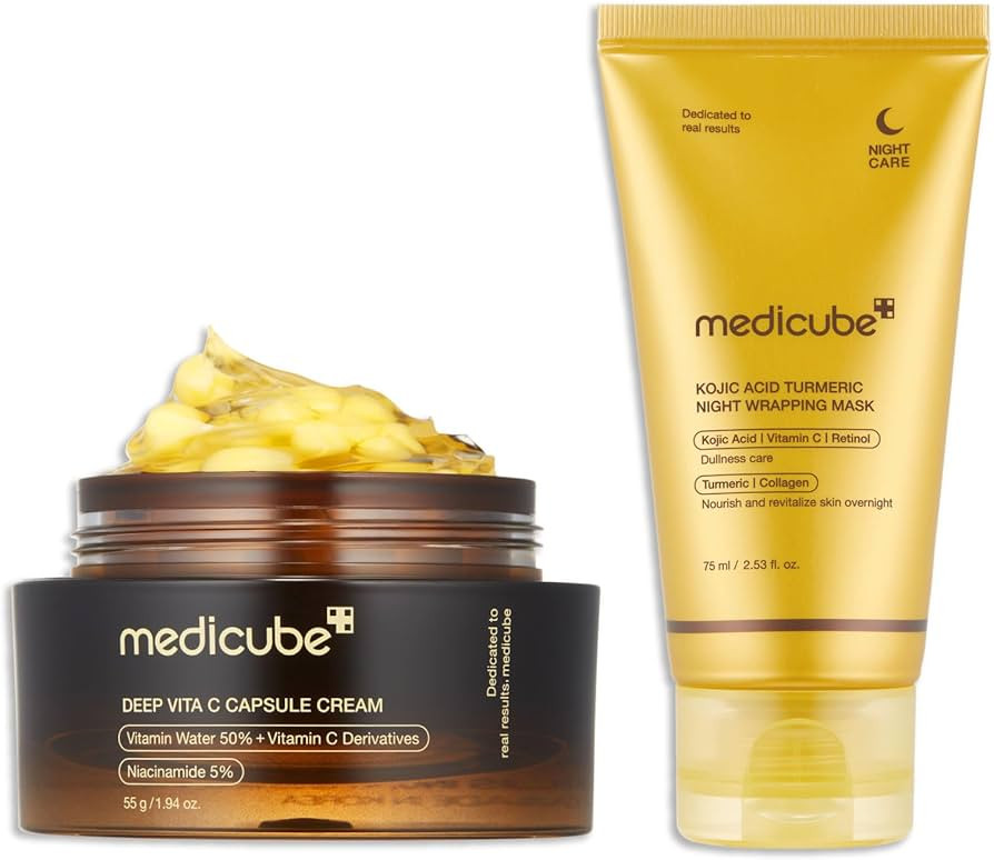 medicube Glass Skin Refining Duo at Night: Deep Vitamin C Golden Capsule Face Moisturizer and Tur... | Amazon (US)