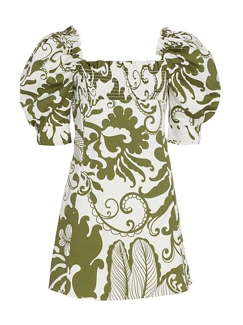 Edition 28 Abstract Print Puff-Sleeve Minidress | Saks Fifth Avenue