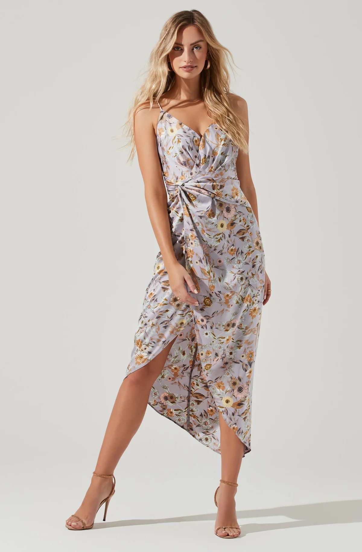 Giselle Floral Twist Front Midi Dress | ASTR The Label (US)