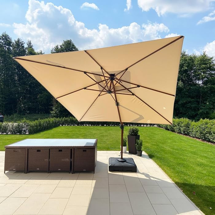 PURPLE LEAF Patio Umbrella 10' X 13' Extra Large Wood-Grain Finish, Beige | Amazon (US)