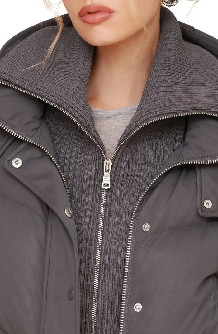 Avec Les Filles Thermalpuff™ Crop Puffer Jacket with Rib Bib | Nordstrom | Nordstrom