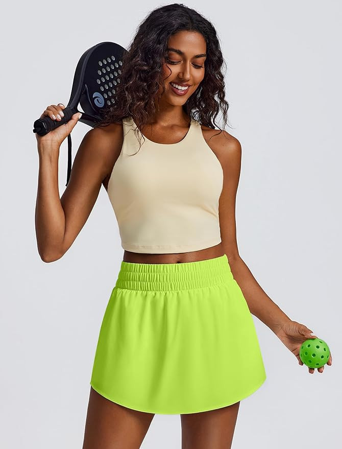 PINSPARK Womens Tennis Skirt High Elastic Waisted Golf Skort with 2 Pockets Curved Hem Athletic S... | Amazon (US)