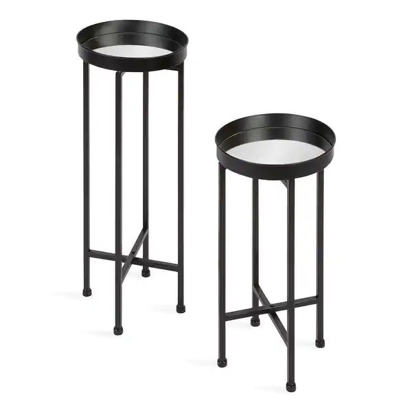 Kate and Laurel Celia Round Metal Foldable Tray Table Set - Overstock - 30864637 | Bed Bath & Beyond