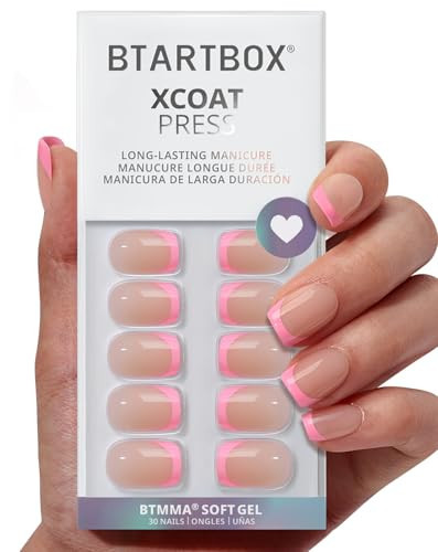 BTArtbox French Tip Press On Nails - Press on Nails Square, Pink Glue On Nails, Fit Perfectly & Natural Reusable Stick On Nails in 15 Sizes, 30 Pcs Soft Gel Kit, Dolce Pink | Amazon (US)