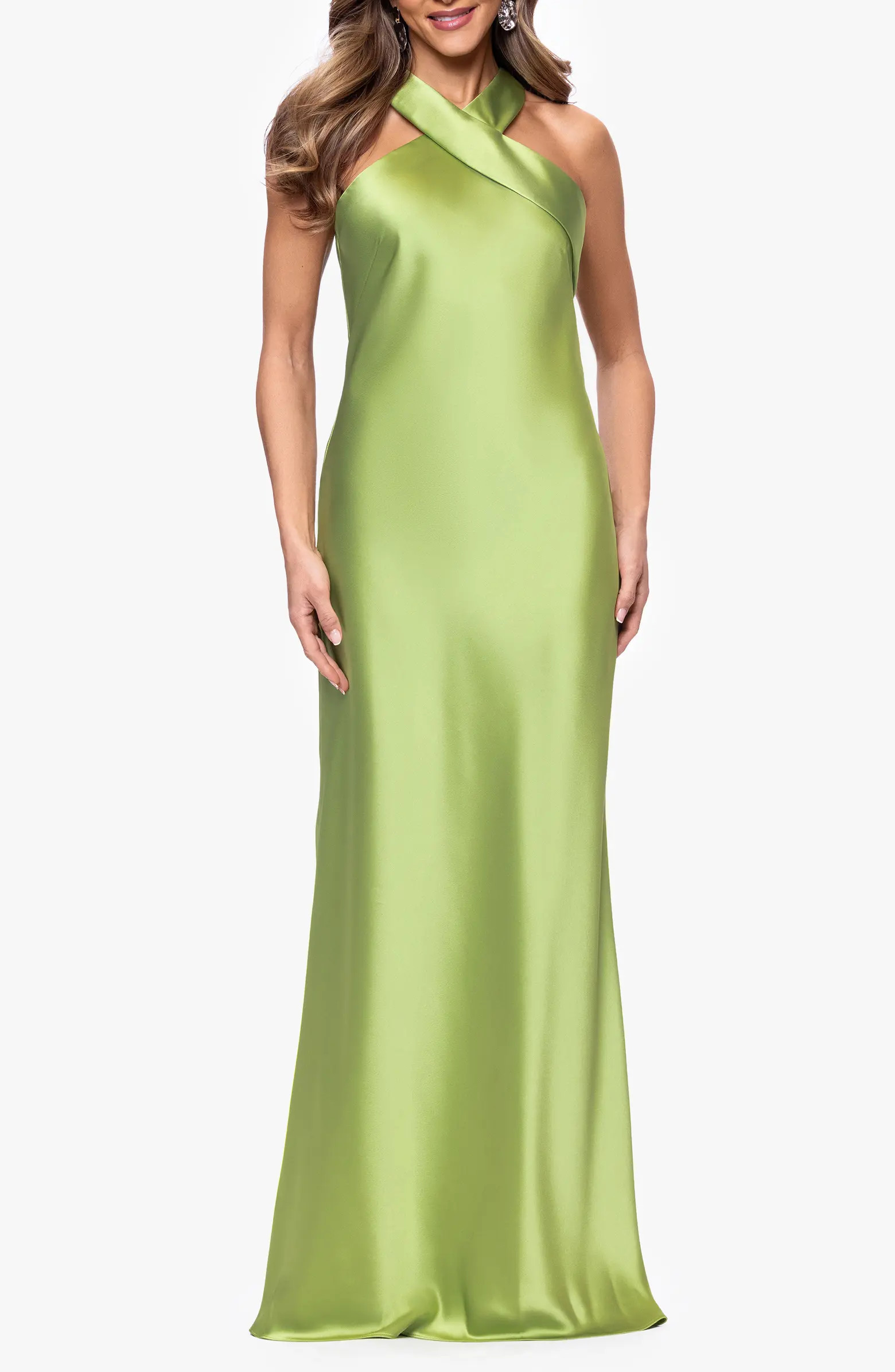Halter Neck Satin Trumpet Gown | Nordstrom
