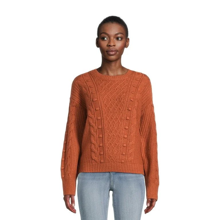 Time and Tru Women's Bobble Stitch Pullover Sweater, Midweight, Sizes XS-XXXL - Walmart.com | Walmart (US)