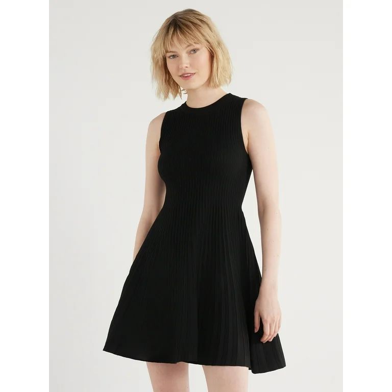 Scoop Women's Sleeveless High Neck Solid Mini Sweater Dress, Sizes XS-XXL | Walmart (US)