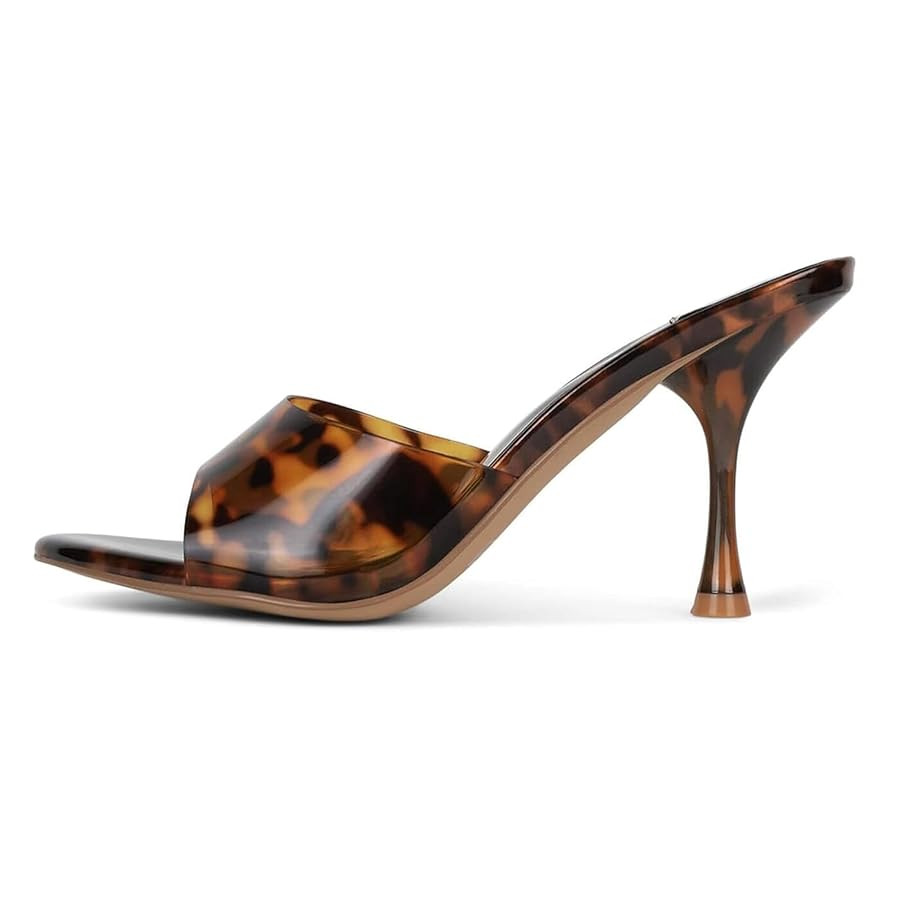 Amazon.com | OMLISHZTY Kitten Heeled Sandals for Women Open Round Toe Stilettos Heel Mules Slip O... | Amazon (US)