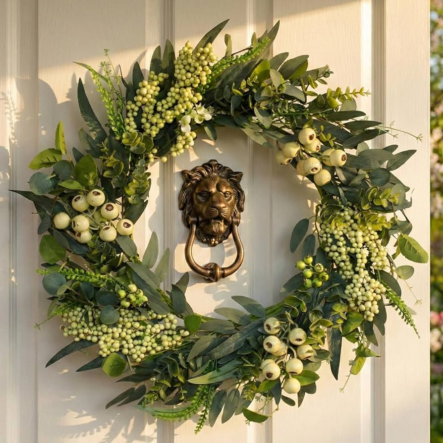 22Inch Spring&Sunmmer Wreath, Fade Resistant Outdoor Wreath for Front Door, Handmade Door Wreath ... | Amazon (US)