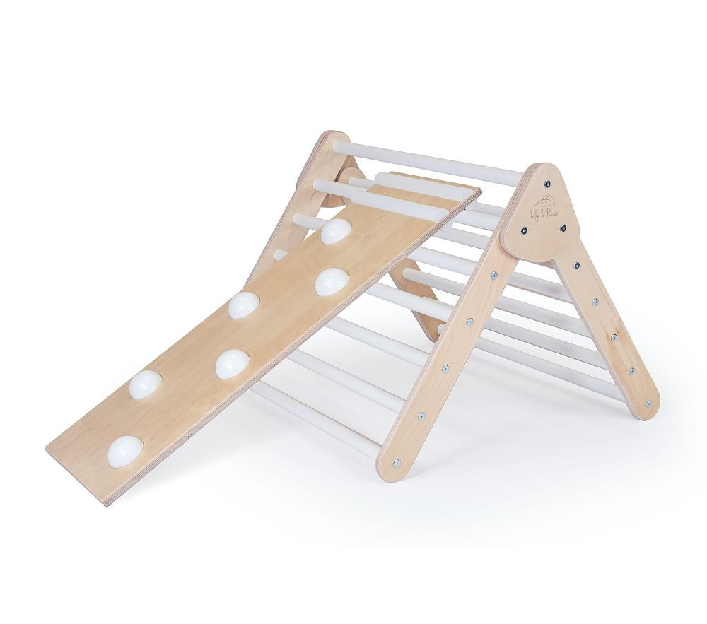Lily & River Little Climber & Reversible Rock Wall/Slide, Birch, White Sealed Finish | Pottery Barn Kids