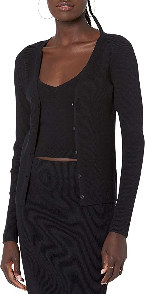 Amazon.com: The Drop Women's Anya Fitted Rib Cardigan Sweater, Black, XXS: Clothing | Amazon (US)