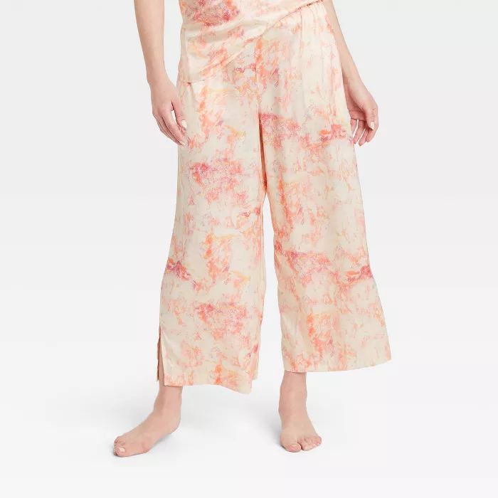 Women's Tie-Dye Satin Cropped Pajama Pants - Stars Above™ Pink | Target