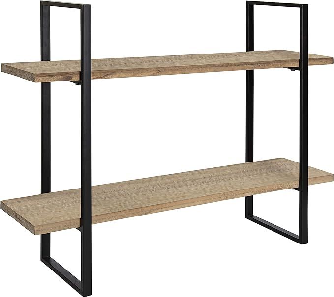 Kate and Laurel Leigh Wood and Metal Wall Shelf, 30" x 24", Rustic Brown and Black, Unique Modern... | Amazon (US)