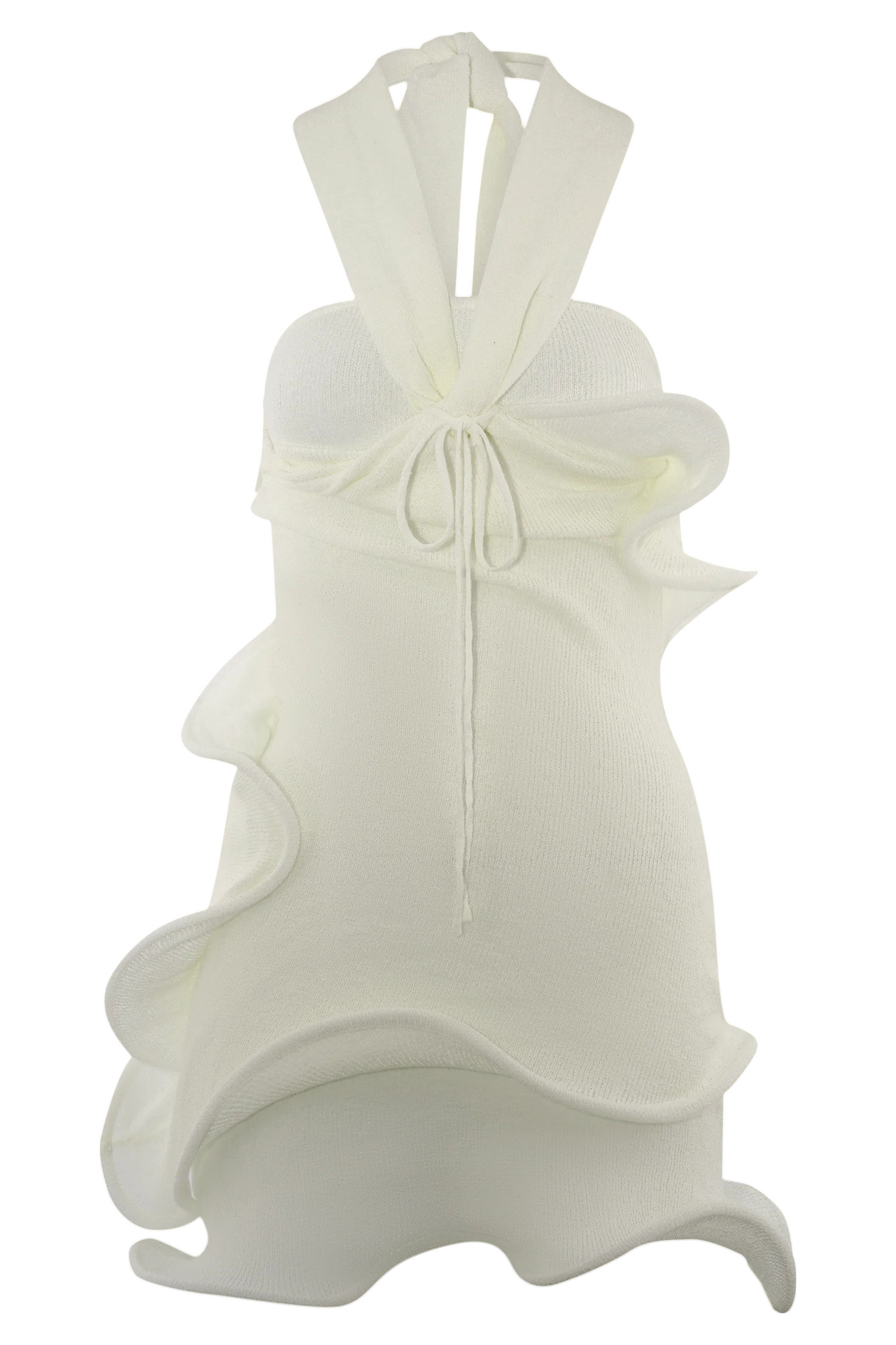 Caprice Halter Knit Mini Dress - White | MESHKI US