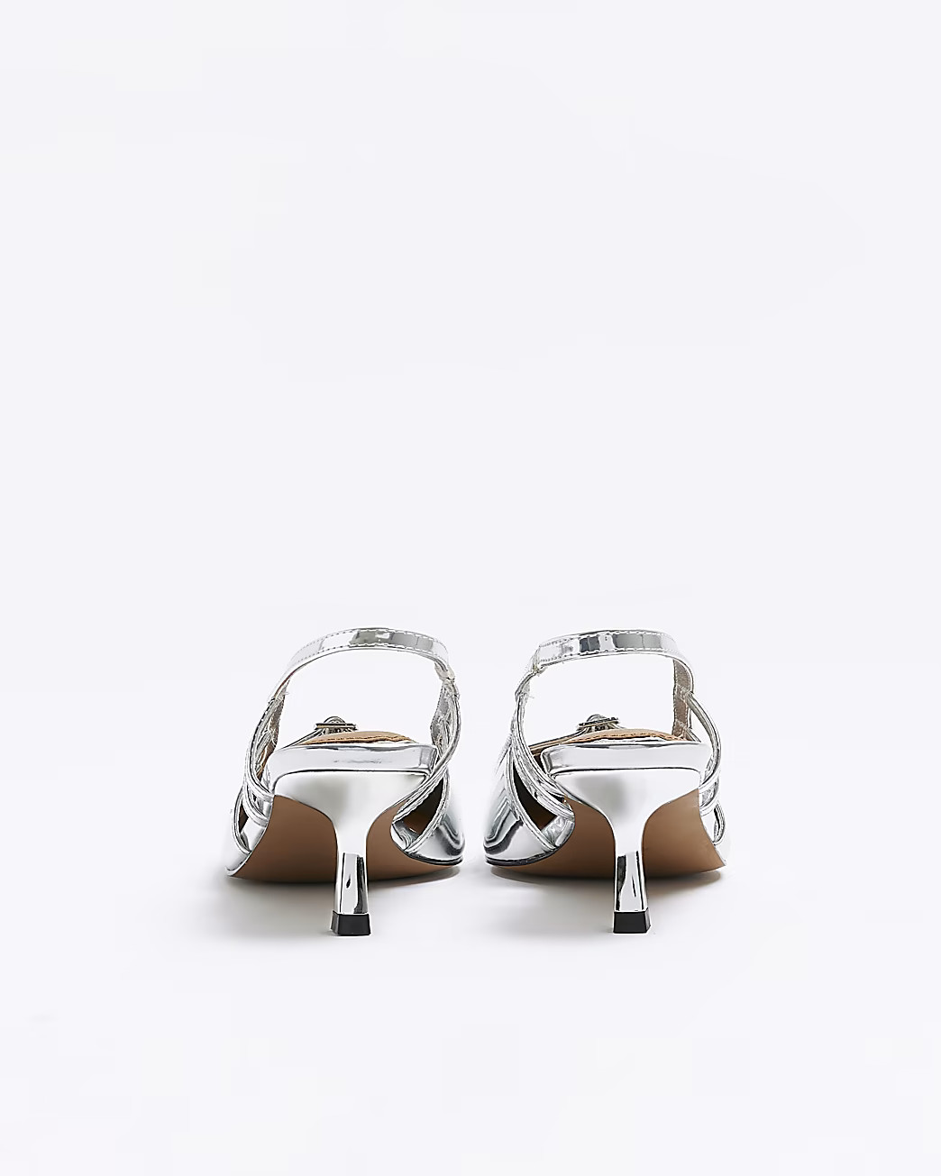 Silver metallic slingback court shoes | River Island (UK & IE)
