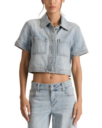 Alice and Olivia Tesha Denim Cropped Top  | Bloomingdale's Women | Bloomingdale's (US)