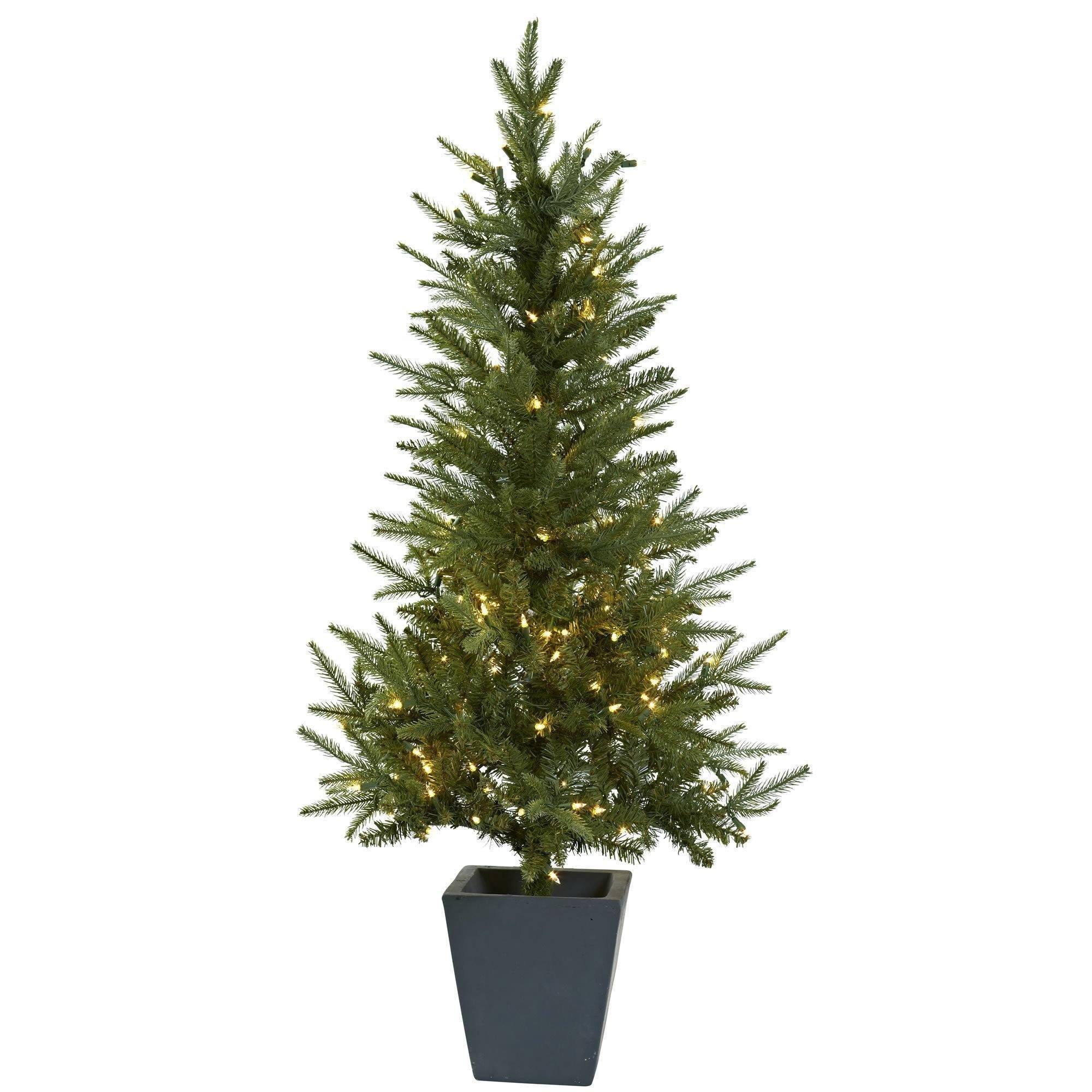 4.5' Christmas Tree w/Clear Lights & Decorative Planter | Nearly Natural