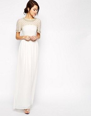 ASOS Lattice Embellished Flutter Sleeve Maxi Dress | ASOS UK