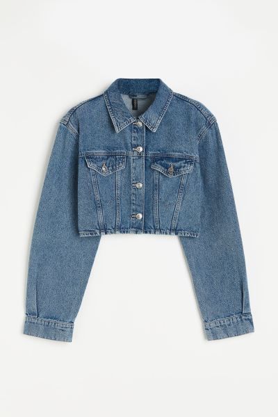Shoulder-pad denim jacket - Light denim blue - Ladies | H&M GB | H&M (UK, MY, IN, SG, PH, TW, HK)