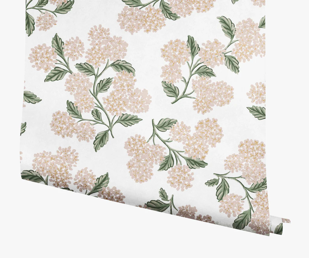 Hydrangea Wallpaper - White & Blush | Rifle Paper Co.
