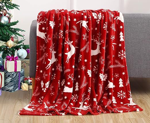 Elegant Comfort Luxury Velvet Super Soft Christmas Prints Fleece Blanket-Holiday Theme Home Déco... | Amazon (US)