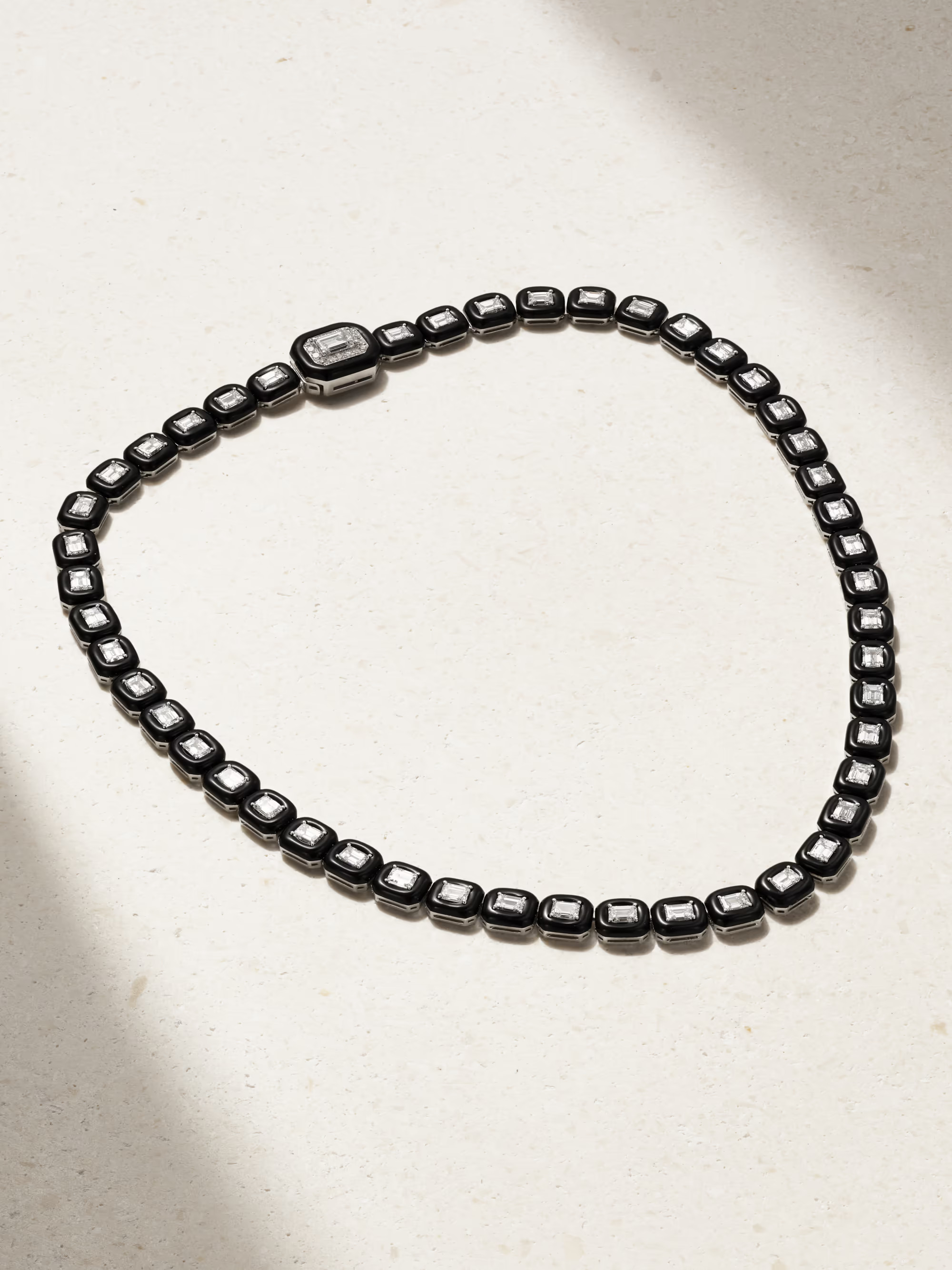 Oui 18-karat white gold, diamond and enamel necklace | NET-A-PORTER (UK & EU)