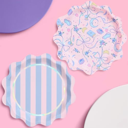 xo, Fetti Sleepover Paper Plates, Iridescent Foil | 24 pcs | Girls Slumber Party Tableware, Dream... | Amazon (US)