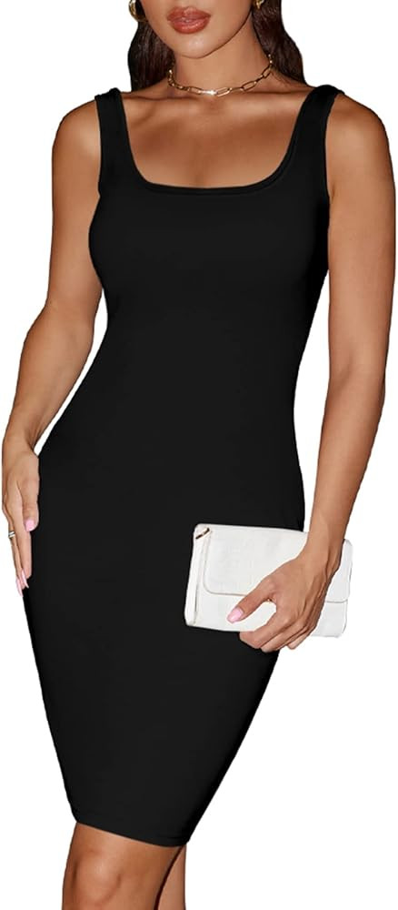 CYSEXY Bodycon Dresses for Women Sexy Tank Tie-dye Sleeveless Club Party Summer Basic Midi Dresse... | Amazon (US)