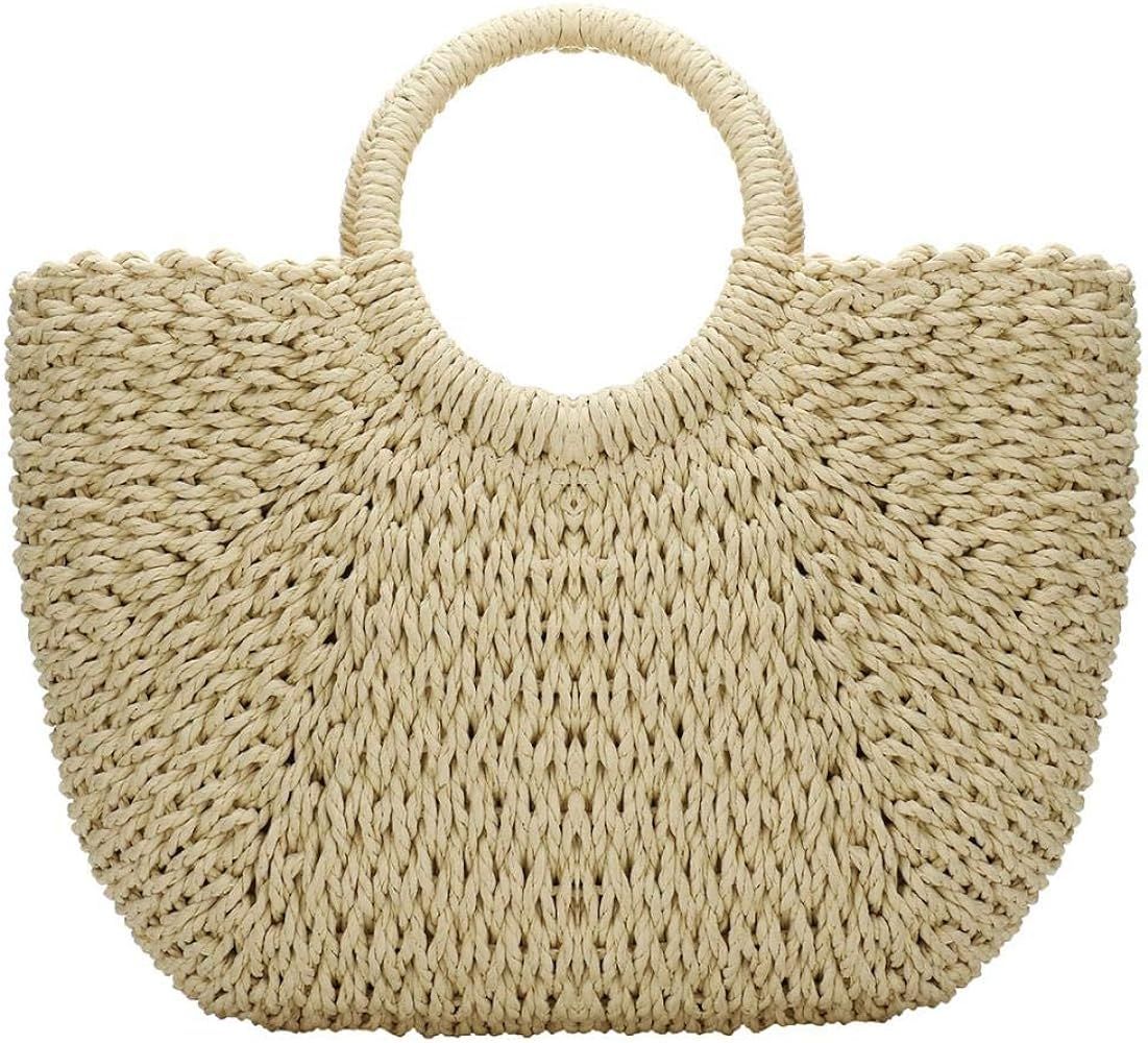 Women Straw Bag Large Hobo Bag Weave Handbags Handwoven Rattan Tote Beach Bag Summer Bag | Amazon (US)
