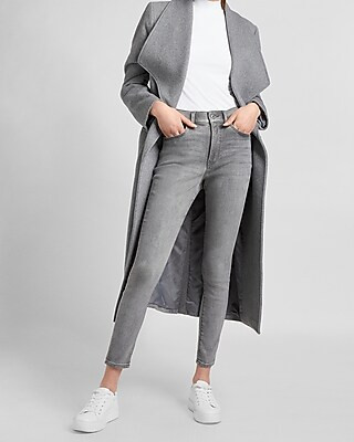 High Waisted Gray Knit Skinny Jeans | Express