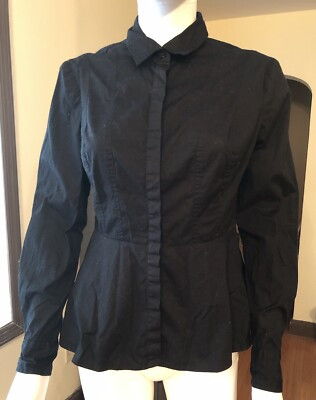 MODA INTERNATIONAL Womens L/S Button Up Top - Black - Size 6 | eBay US