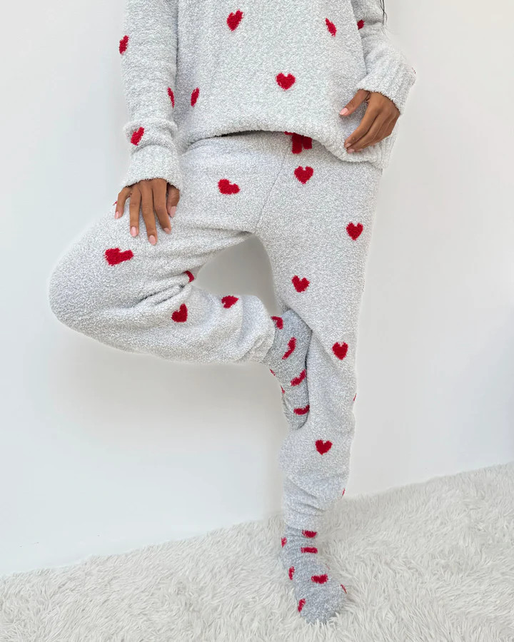 Red Hearts Fuzzy Sweater PJ Set | Splendid