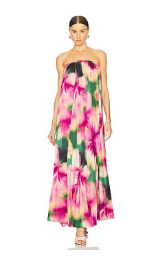 MISA Los Angeles Agatha Dress in Blurred Hibiscus from Revolve.com | Revolve Clothing (Global)