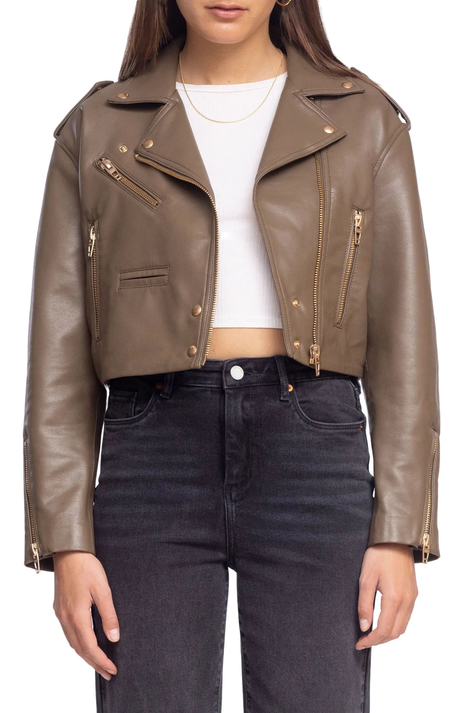 Faux Leather Crop Moto Jacket | Nordstrom