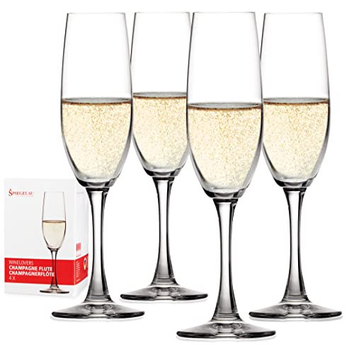 Spiegelau Wine Lovers Champagne Wine Glasses Set of 4 - European-Made Crystal, Classic Stemmed, Dishwasher Safe, Professional Quality Wine Glass Gift Set - 6.7 oz | Amazon (US)