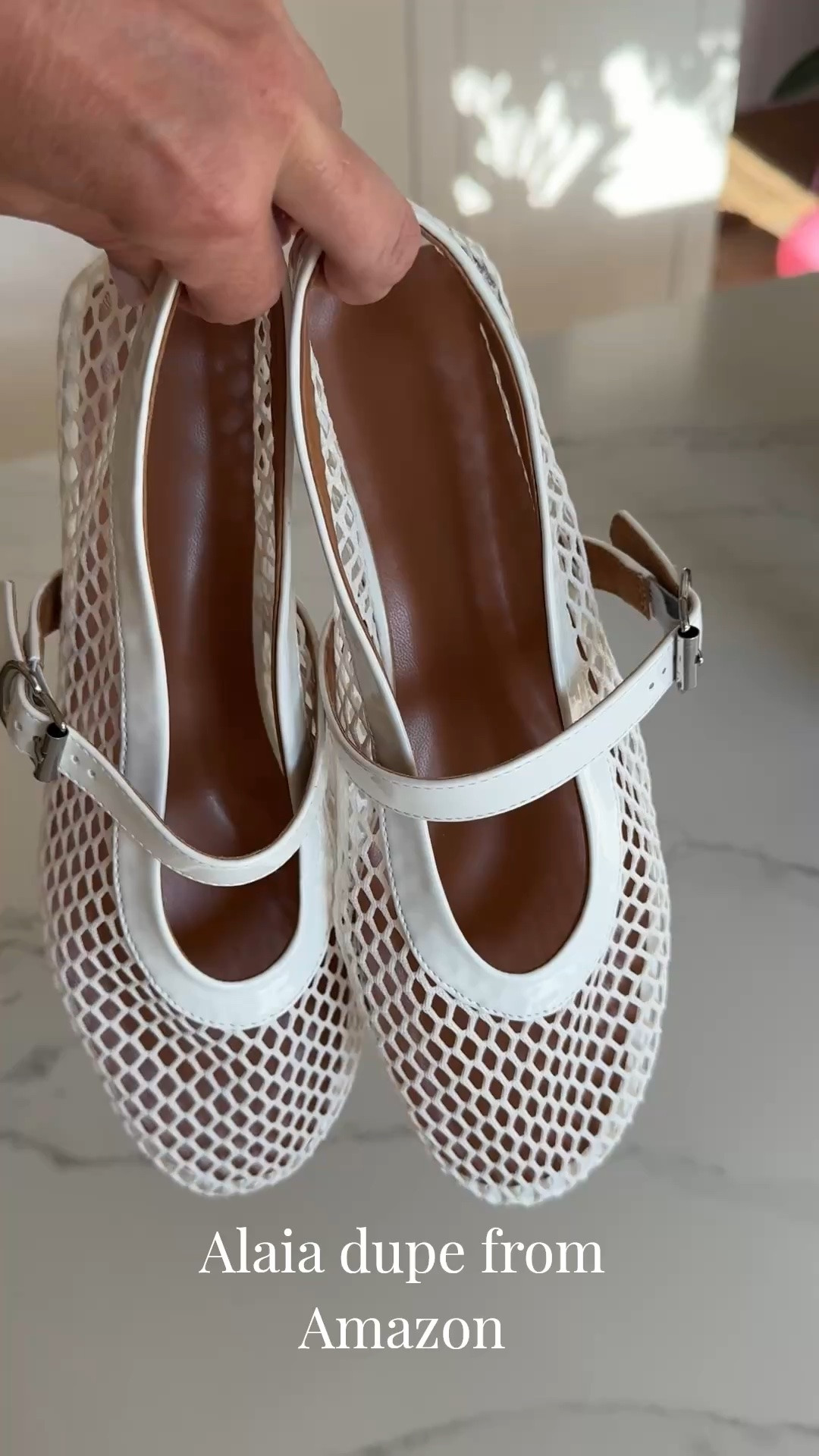 Great Amazon dupe: white mesh ballet flats