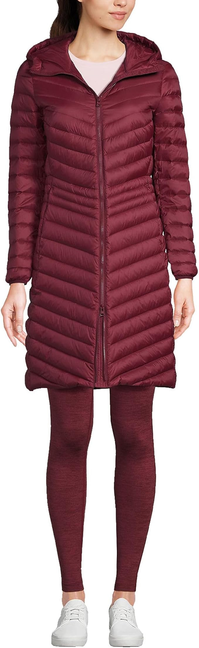 Lands' End Women's Ultralight Packable Long Down Coat | Amazon (US)