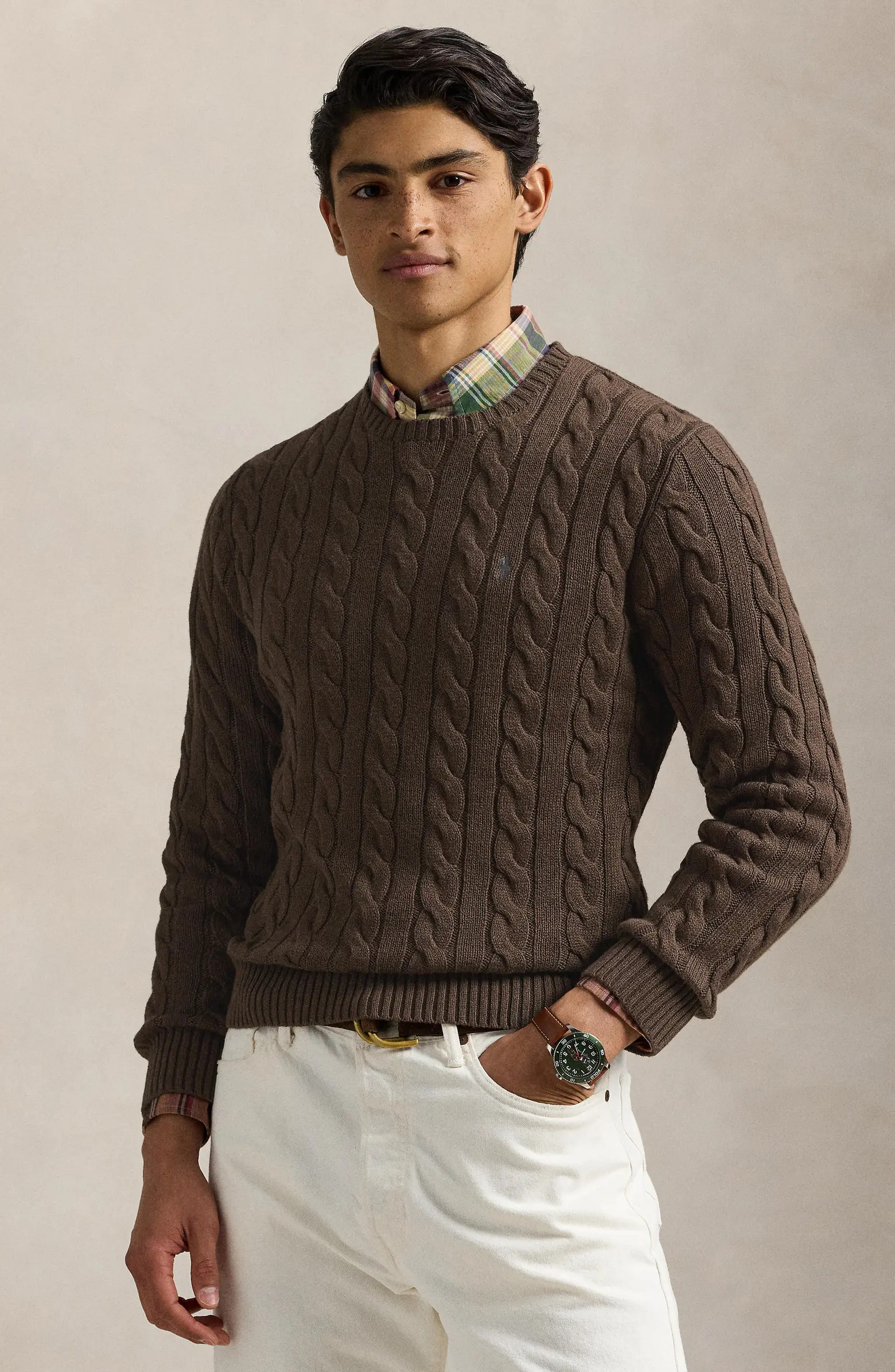 Polo Ralph Lauren Cable Knit Cotton Crewneck Sweater | Nordstrom | Nordstrom