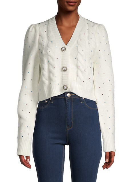 Avantlook Faux Pearl-Embellished Cardigan on SALE | Saks OFF 5TH | Saks Fifth Avenue OFF 5TH