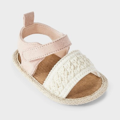 Baby Girls' Woven Sandals - Cloud Island™ Pink/Cream 6-9M | Target
