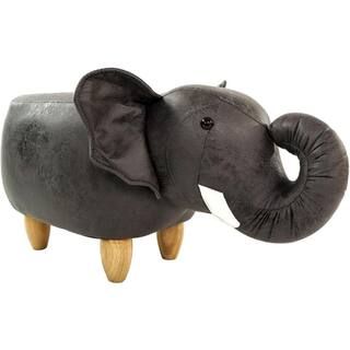 Critter Sitters 15 in. Dark Gray Elephant Animal Shape Ottoman | The Home Depot