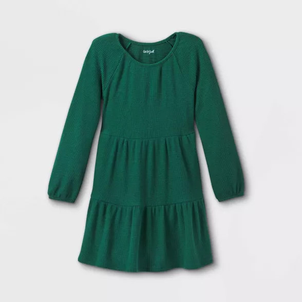 Girls' Long Sleeve Cozy Tiered Dress - Cat & Jack™ | Target