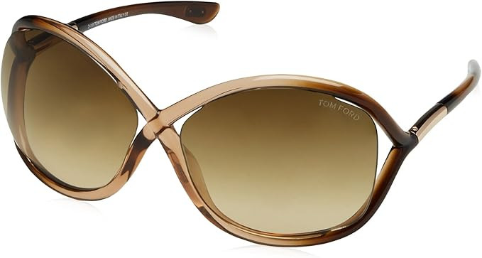 Tom Ford Authentic Sunglasses: Whitney TF9, Shiny Transparent Rose / Gradient Brown Lenses, 64/14... | Amazon (US)